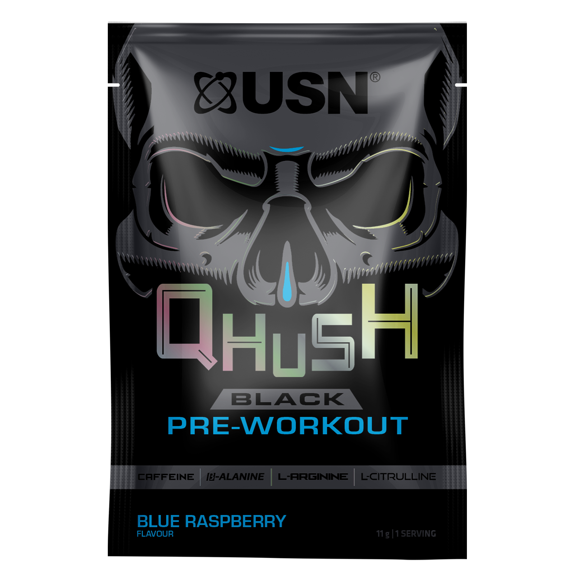 QHUSH black pre-workout single sachets 11g