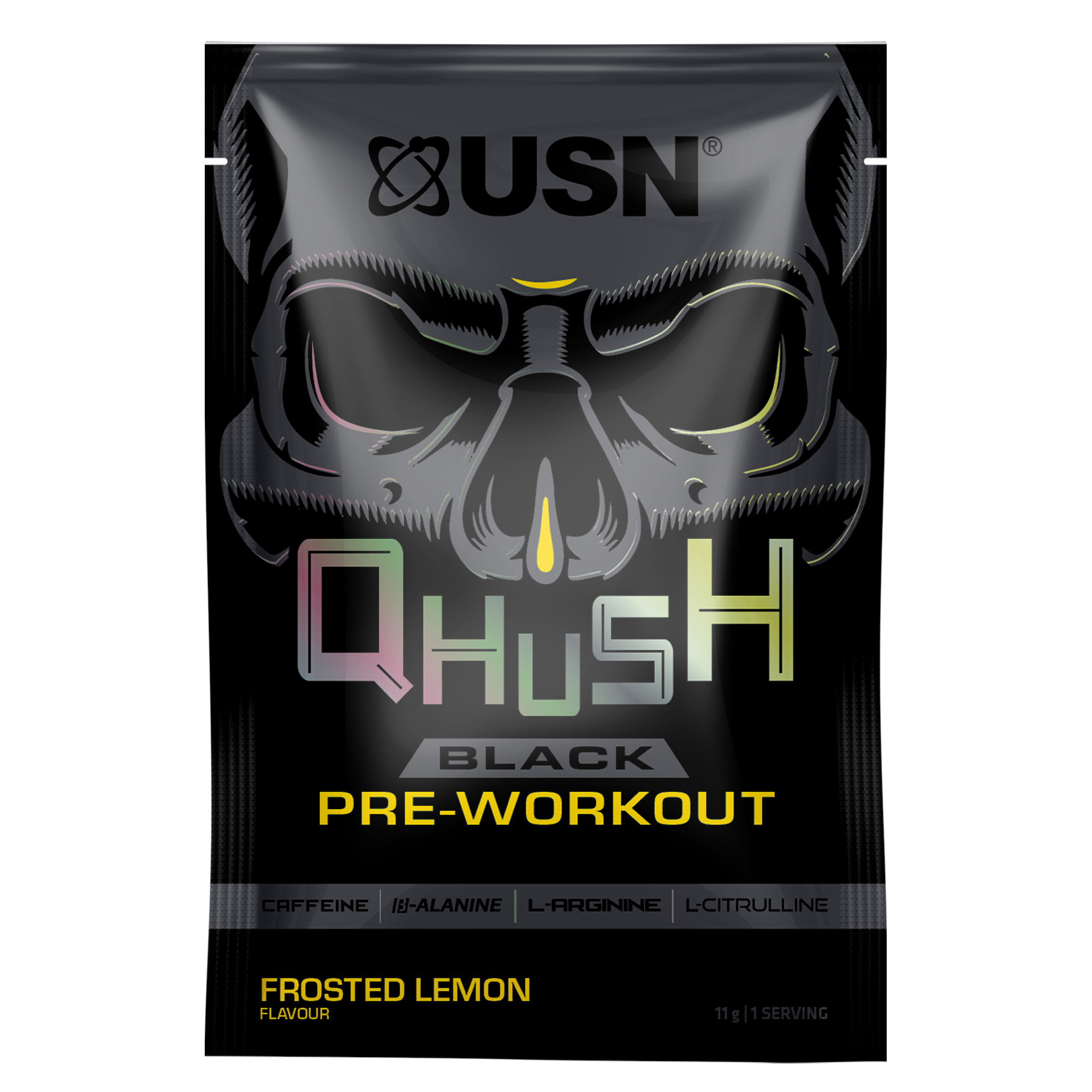 QHUSH black pre-workout single sachets 11g