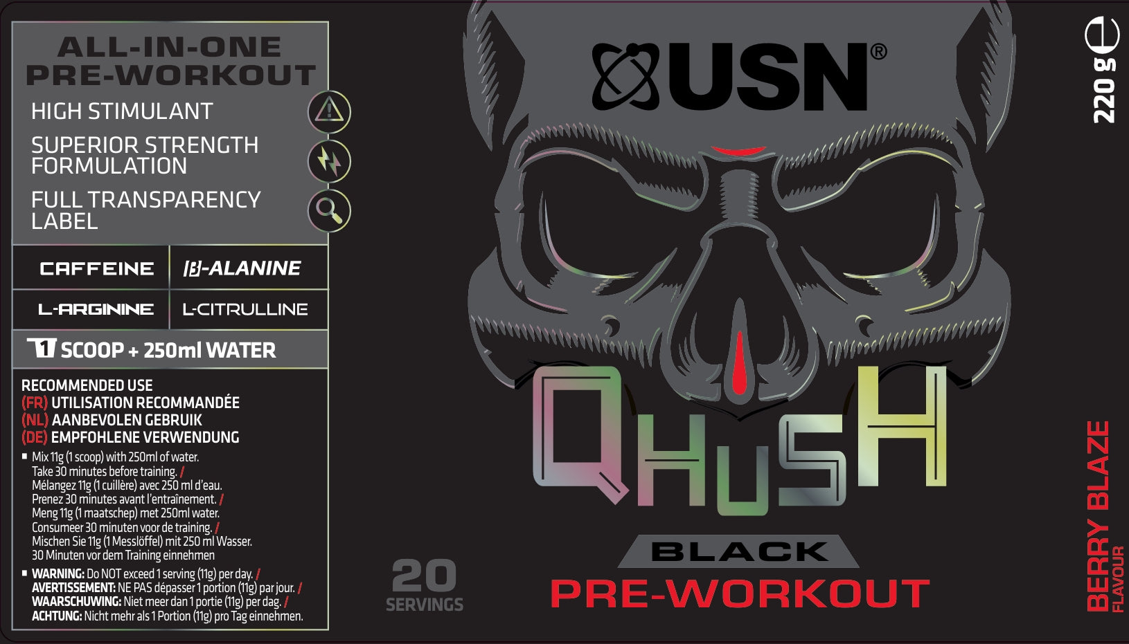 Qhush Black Pre-Workout 220g